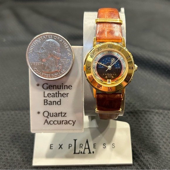 Moon Phase.. LA Express , ladies quartz leather band new in box. - Picture 1 of 3